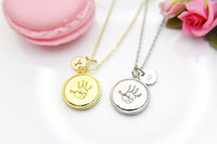 Gold Palm Print Necklace, Palm Hand, Christmas Gift, Thank You Gift, Mom Gift, Aunt Gift, Sister Gift, Daughter Gift, Niece Gift,  N3851