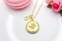 Gold Palm Print Necklace, Palm Hand, Christmas Gift, Thank You Gift, Mom Gift, Aunt Gift, Sister Gift, Daughter Gift, Niece Gift,  N3851