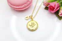Gold Palm Print Necklace, Palm Hand, Christmas Gift, Thank You Gift, Mom Gift, Aunt Gift, Sister Gift, Daughter Gift, Niece Gift,  N3851