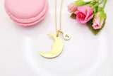 Gold Crescent Moon Necklace, Moon Face, Christmas Gift, Thank You Gift, Mom Gift, Aunt Gift, Sister Gift, Daughter Gift, Niece Gift, N3858
