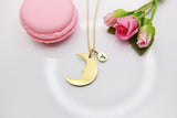 Gold Crescent Moon Necklace, Moon Face, Christmas Gift, Thank You Gift, Mom Gift, Aunt Gift, Sister Gift, Daughter Gift, Niece Gift, N3858