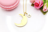 Gold Crescent Moon Necklace, Moon Face, Christmas Gift, Thank You Gift, Mom Gift, Aunt Gift, Sister Gift, Daughter Gift, Niece Gift, N3858