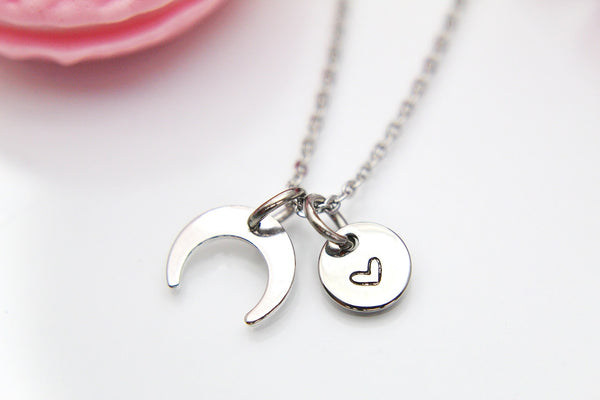 Crescent Moon Necklace, Half Moon, Christmas Gift, Thank You Gift, Mom Gift, Aunt Gift, Sister Gift, Daughter Gift, Niece Gift, N3859