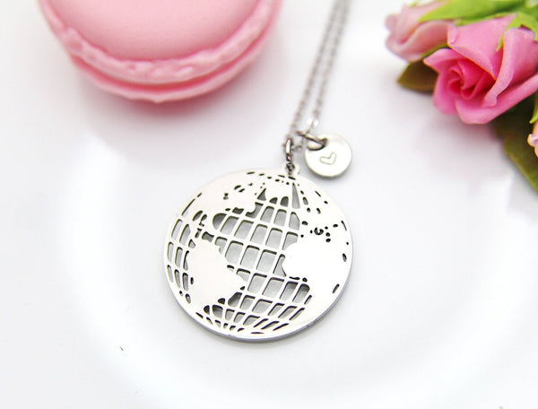 Earth Necklace, Globe World Map, Christmas Gift, Thank You Gift, Mom Gift, Aunt Gift, Sister Gift, Daughter Gift, Niece Gift, N3860