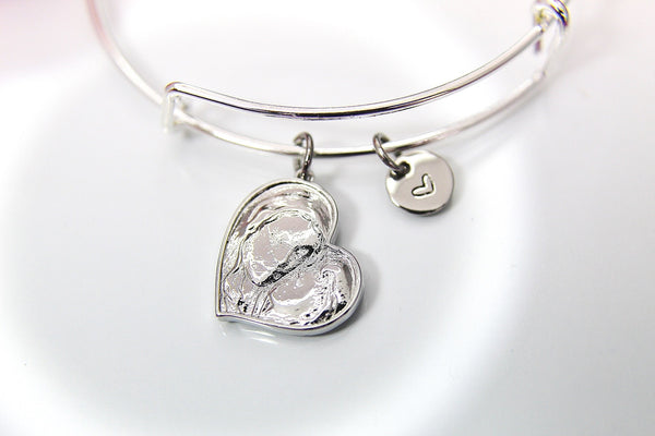 Best Christmas Gift for Mom, Grandmother, Great Grandma, Aunt, Heart Mother Daughter Bracelet, Personalized Gift, N3876