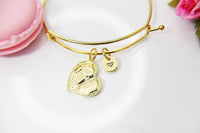 Best Christmas Gift for Mom, Grandmother, Great Grandma, Aunt, Gold Heart Mother Daughter Bracelet, Personalized Gift, N3877