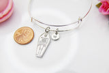 Best Halloween Gift for Best Friends, Girlfriends, Sister, Soul Sisters, Daughter, Silver Coffin Skeleton Bracelet, Personalized Gift, N3879