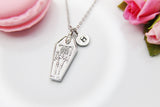 Best Halloween Gift for Best Friends, Girlfriends, Sister, Soul Sisters, Daughter, Silver Coffin Skeleton Necklace, Personalized Gift, N3880