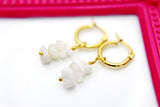 Gold Moonstone Earrings, Natural Gemstone Jewelry N3966