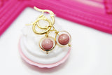 Rhodonite Earrings, Natural Gemstone Jewelry N3968