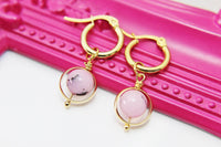 Cherry Blossom Jasper Earrings, Natural Gemstone Jewelry N3969