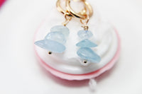 Gold Aquamarine Earrings, Natural Gemstone Jewelry, N3972