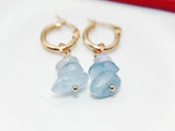 Gold Aquamarine Earrings, Natural Gemstone Jewelry, N3972