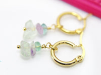 Fluorite Earrings, Natural Gemstone Jewelry, N3975