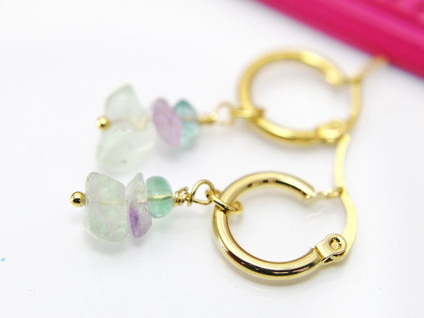 Fluorite Earrings, Natural Gemstone Jewelry, N3975