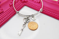 Silver Key Charm Bracelet, Friendship Bracelet, Heart Shaped Key Charm, N1088A