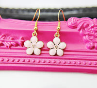 Gold Pink Peach Flower Earrings, Birthday Gift, Best Friends Gift, Girlfriends Gift, Christmas Gift, Thank You Gift, Appreciation Gift N3988