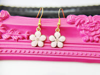 Gold Pink Peach Flower Earrings, Birthday Gift, Best Friends Gift, Girlfriends Gift, Christmas Gift, Thank You Gift, Appreciation Gift N3988