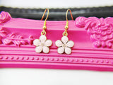 Gold Pink Peach Flower Earrings, Birthday Gift, Best Friends Gift, Girlfriends Gift, Christmas Gift, Thank You Gift, Appreciation Gift N3988
