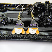 Witch Orange Pumpkin Halloween Earrings, Fun Halloween, Best Friends Girlfriends Gift, Girl Gift, Thank You Gift, Appreciation Gift, N3990