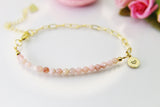 Pink Opal Bracelet, Natural Gemstone Jewelry, N4013