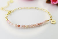 Pink Opal Bracelet, Natural Gemstone Jewelry, N4013