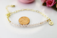 Rose Quartz Bracelet, Natural Rose Quartz Gemstone Jewelry, N4014