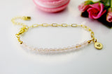 Rose Quartz Bracelet, Natural Rose Quartz Gemstone Jewelry, N4014