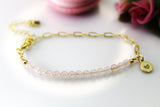 Rose Quartz Bracelet, Natural Rose Quartz Gemstone Jewelry, N4014
