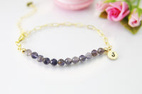 Iolite Bracelet, Natural Gemstone Jewelry N4016