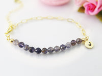 Iolite Bracelet, Natural Gemstone Jewelry N4016