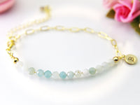 Amazonite Bracelet, Natural Gemstone Jewelry N4010