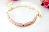 Pink Opal Bracelet, Natural Gemstone Jewelry N4020