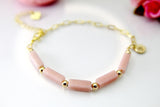 Pink Opal Bracelet, Natural Gemstone Jewelry N4020