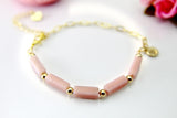 Pink Opal Bracelet, Natural Gemstone Jewelry N4020