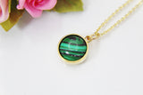 Gold Malachite Necklace, Natural Gemstone Jewelry N3897