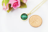 Gold Malachite Necklace, Natural Gemstone Jewelry N3897