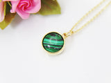 Gold Malachite Necklace, Natural Gemstone Jewelry N3897