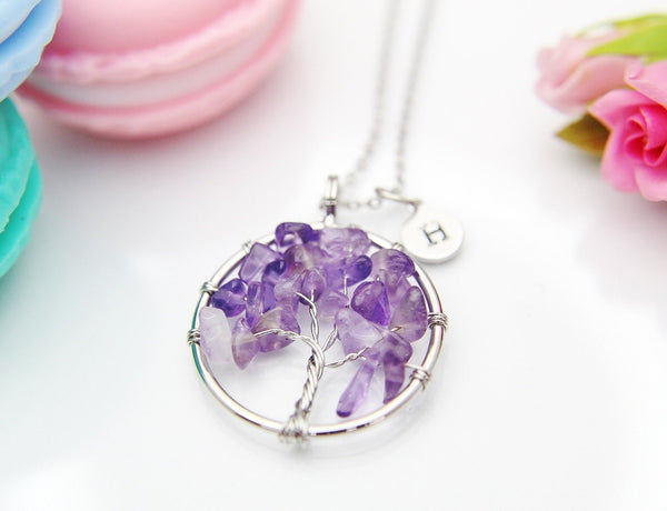 Amethyst Necklace, Tree Necklace, Natural Gemstone Jewelry, N3906