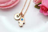 Hamsa Necklace, Rose Gold Evil Eye, Birthday Gift, Graduation Gift, Christmas Gift, Thank You Gift, Appreciation Gift, Personized Gift,N3914