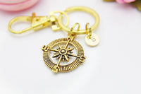 Gold Compass Keychain, Best Friends Gift, Personalized Gift, Graduation Gift, N1123C