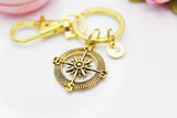 Gold Compass Keychain, Best Friends Gift, Personalized Gift, Graduation Gift, N1123C