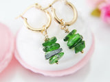 Diopside Earrings, Natural Gemstone Jewelry N3952