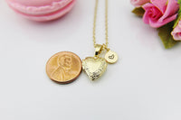 Best Valentine Gift for Girlfriends, Sister, Teen, Girls, Gold Heart Locket Necklace, Love, Granddaughter Gift, N4042