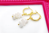 Gold Moonstone Earrings, Natural Gemstone Jewelry N3966