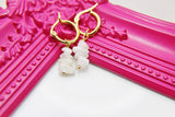 Gold Moonstone Earrings, Natural Gemstone Jewelry N3966