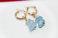 Gold Aquamarine Earrings, Natural Gemstone Jewelry, N3972