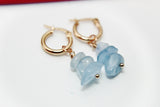 Gold Aquamarine Earrings, Natural Gemstone Jewelry, N3972