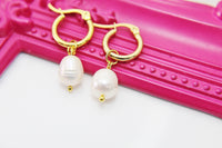 Cultured Pearl Earrings, Cultured Freshwater Pearl Hoop Earrings, Best Christmas Gift for Mom Gift, Aunt Gift, Sister Gift, N3979