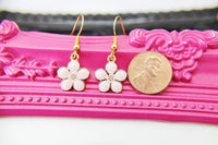 Gold Pink Peach Flower Earrings, Birthday Gift, Best Friends Gift, Girlfriends Gift, Christmas Gift, Thank You Gift, Appreciation Gift N3988